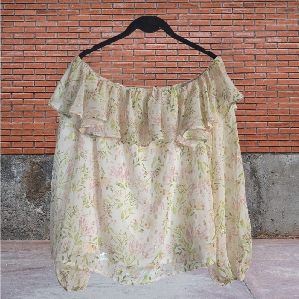 🤩 NWT Love Collette Floral Off-Shoulder Women's Top Size Large - Picture 3 of 7